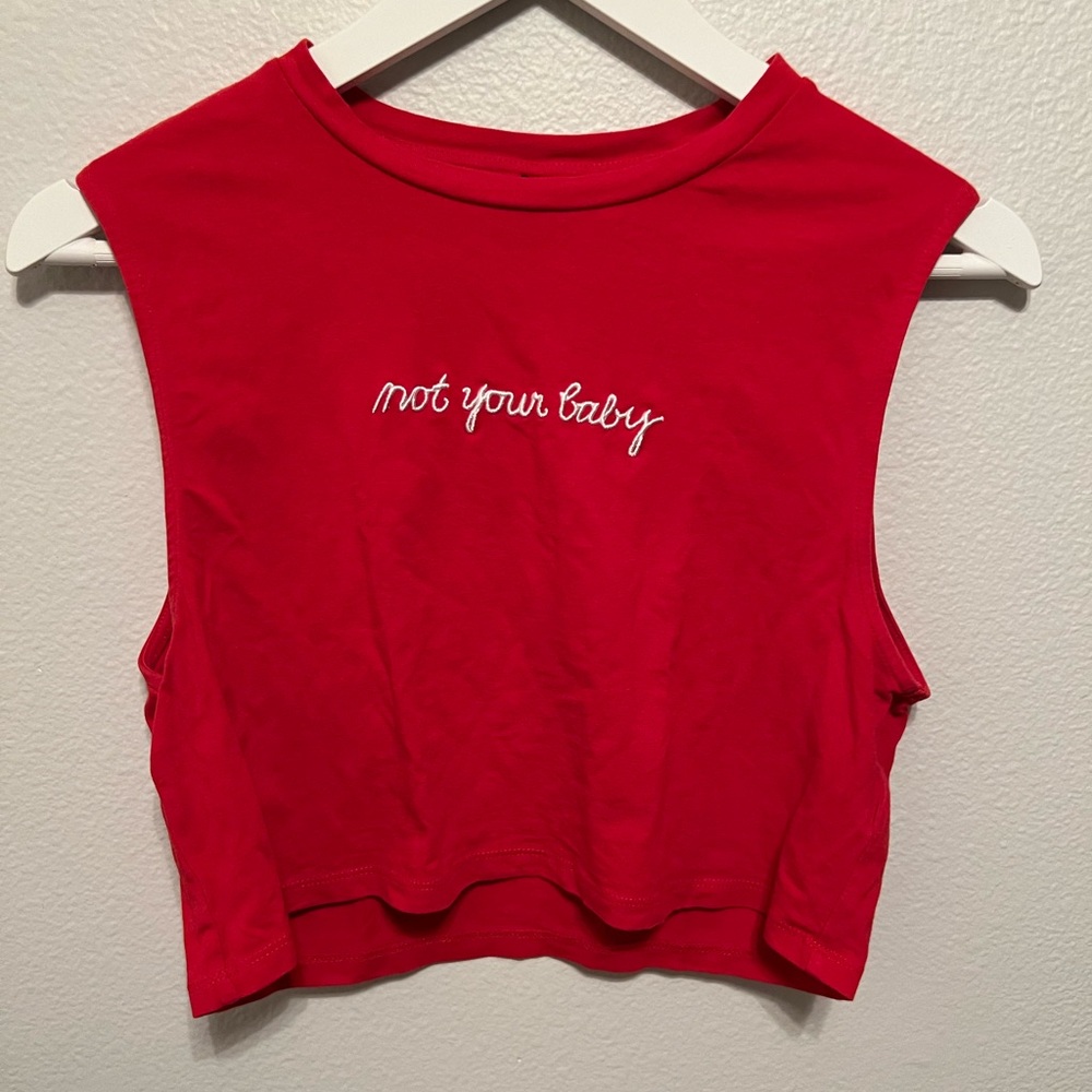 “Not your baby” red crop top